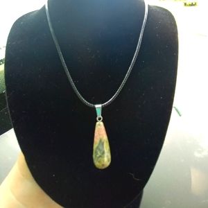 Unakite chakra stone pendant necklace